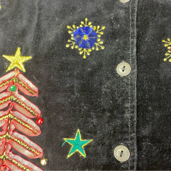 Dressbarn women’s 14/16 Ugly Christmas Sweater Vest Black Velvet beading - Picture 7 of 8